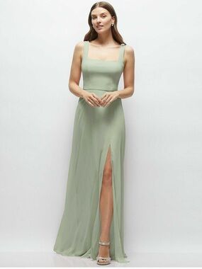 Willow Green Square Neck Bridesmaid Dress
